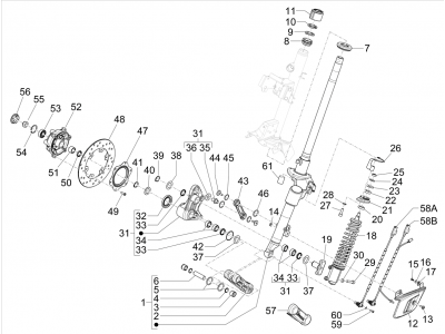 Πιρούνι/σωλήνας τιμονιού - Σύνολο εδράνων ζεύξης
